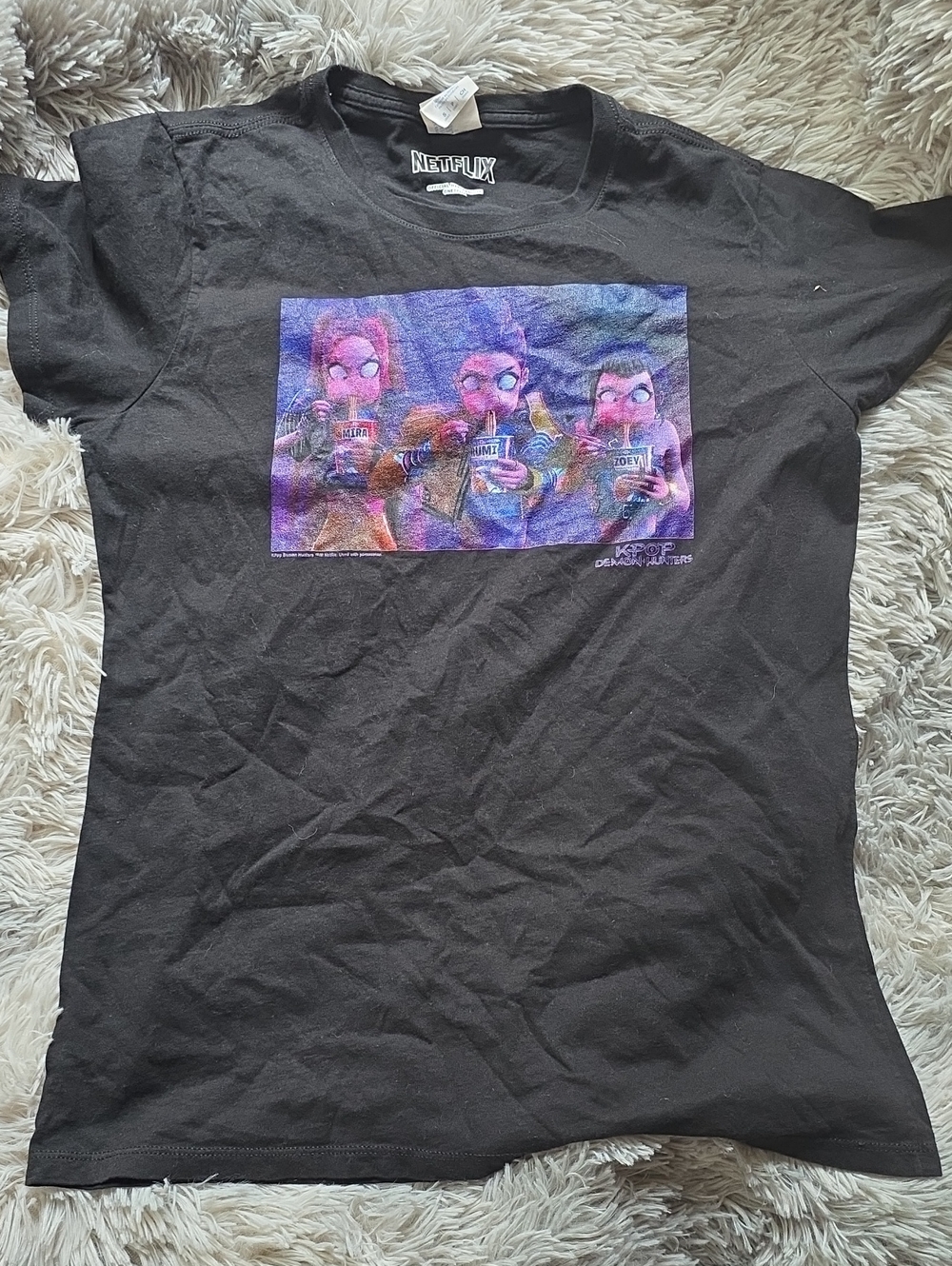 Netflix Black Tee with Purple and Blue Animated K-pop Demon Hunters Set 2